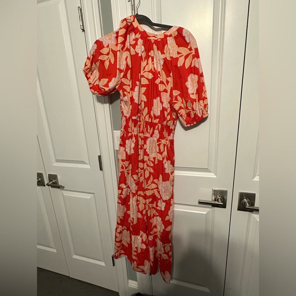 Red floral dress